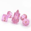Poludie 7-Die DND Dice Set Polyhedral Dice Set with a Leather Dice Bag, D&D Dice Set for Dungeons and Dragons, RPG, MTG Table Games (Pink/G)