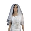Bridal Wedding Veil White 2 Tier Fingertip Length 1/4in Satin Ribbon Edge