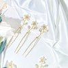 CASOLVX 10PCS Handmade Crystal Hairpin Pearl U-shaped Hairpin Bride Pearl Flower Tiara Bridesmaid Gift Bridal Tiara Accessories for Women and Teen Girls (Gold)