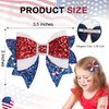 Independence Day Hair Bow Clips 2PCS 4th of July Patriotic Hair Clips Sparkly Sequins Red White and Blue Bows Fourth of July Memorial Hair Accessories for Women Girls