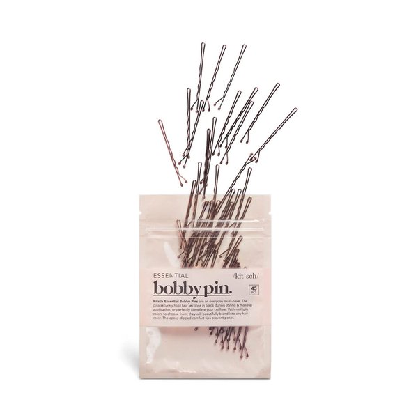 Kitsch Mini Bobby Pins - Hair Pins for Thin Hair | Small Bobby Pins for Girls Hair Accessories | Blonde Bobby Pins for Thick Hair | Hairpins | Bobby Pins Blonde Hair, 45 pcs (Brown)