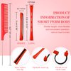60 Pieces Short Hair Perm Rods Cold Wave Rods Plastic Perming Rods Hair Curling Rollers Curlers with Steel Pintail Comb Rat Tail Comb for Hairdressing Styling Supplies (0.2 Inch, Red)