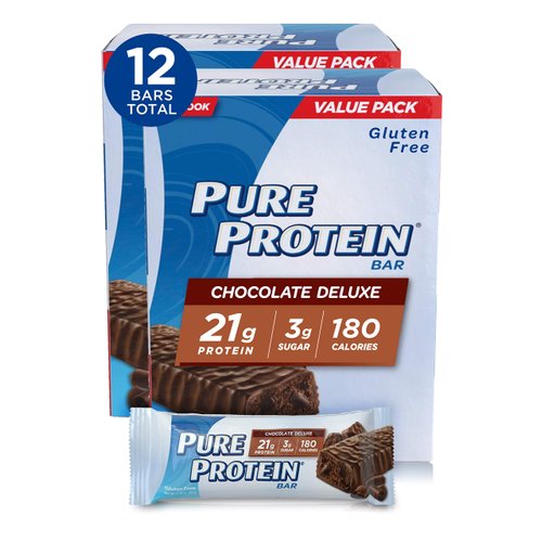 Pure Protein Bars, High Protein, Nutritious Snacks to Support Energy, Low Sugar, Gluten Free, Chocolate Deluxe, 6 Count (Pack of 2)