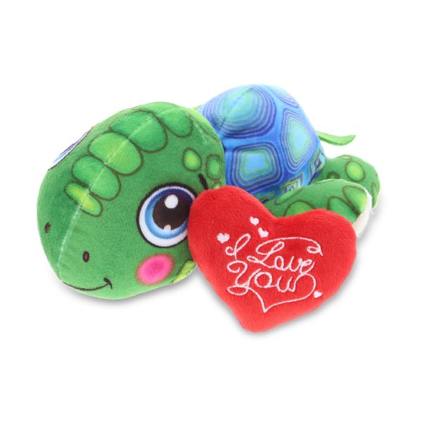 DolliBu I Love You Valentine Plush Sea Turtle Plush Buddies - Cute Stuffed Animal with Red Heart and Name Personalization Gift for Valentines Day, Birthday, Anniversary, Romantic Date - 5.5 Inches