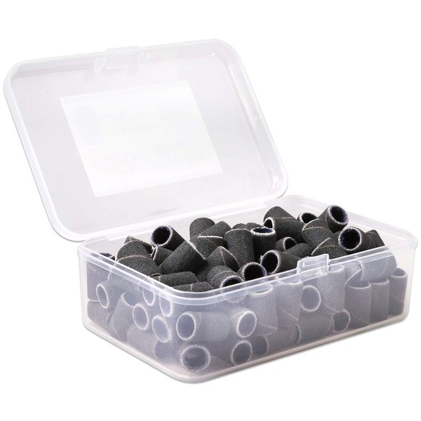 PANA 100 Pieces Nail Sanding Bands Professional Nail Manicure Great Fit for Nail Drill Bits for Acrylic Nails (240 Grit, Black)
