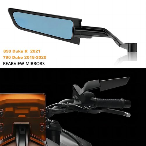 Motorcycle Rearview Wing Mirrors Compatible with Yamaha MT 09/MT-09 SP/MT-10/MT-07 Motorcycle Blue Anti-glare Handlebar Mount Side Mirrors Rotating Rear View Mirrors Fits for 790 Duke/890 Duke R