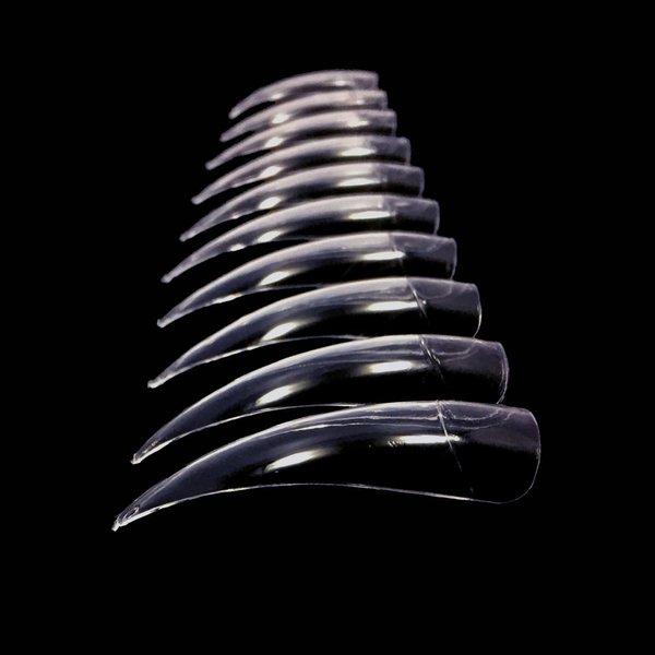Long Sharp Stiletto Nail Tips with Deep Curve for Nail Art, False, Artificial, Acrylic, Drag Queen Nails, Nail Gloves and Cosplay Claws