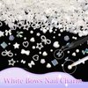 BELICEY White Bow Nail Art Charms 1000PCS Multi Shapes Pearl Heart Flowers Bowknot Nail Jewels Charms Resin Kawaii Pretty Nail Charms for DIY Decorations Nail Art Design with Tweezer Pickup Pencil