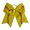NEW "SOFTBALL Glitter" Cheer Bow Pony Tail 7 Inch Girls Hair Cheerleading Baseball Game Team Yellow Sports Grosgrain Ribbon