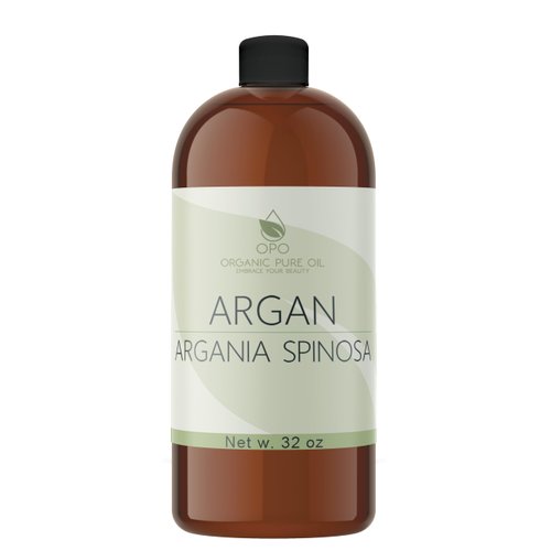 OPO Moroccan Argan Oil - 100% Pure Unrefined Extra Virgin Cold Pressed Non GMO Bulk 32 oz - 1 Quart Carrier Oil for Hair Skin Face Body Nails Locs Lashes Facial Hair Beard & More Hydrating Argon
