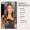 LEOSA Long Body Body V Part Wig for Black Women Highlight Brown U/V Part Wig Highlight Full Head Clip In Hair Extensions Long Body Wave Wig for Women Synthetic Hair Replacement Wig (24Inch 4H27#)