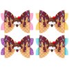 Whaline 4Pcs Ice Cream Glitter Bow Hair Clips Chocolate Hair Bow Barrette Summer Colorful Leather Hairgrips Sparkly Alligator Hair Clips for Girls Women Hair Accessories Birthday Party Supplies