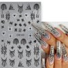 6 Pcs Spider Ghost Nail Stickers for Nail Art, Crystal Diamond Spider Design Nail Decals Spider Web Bloody Bat Nail Design Classic Halloween Nail Art Decoration for Women Halloween DIY Manicure Salon