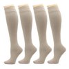 Dr. Motion 4 Pairs Pack Women's Graduated Compression Knee High Socks (Solid All Beige)
