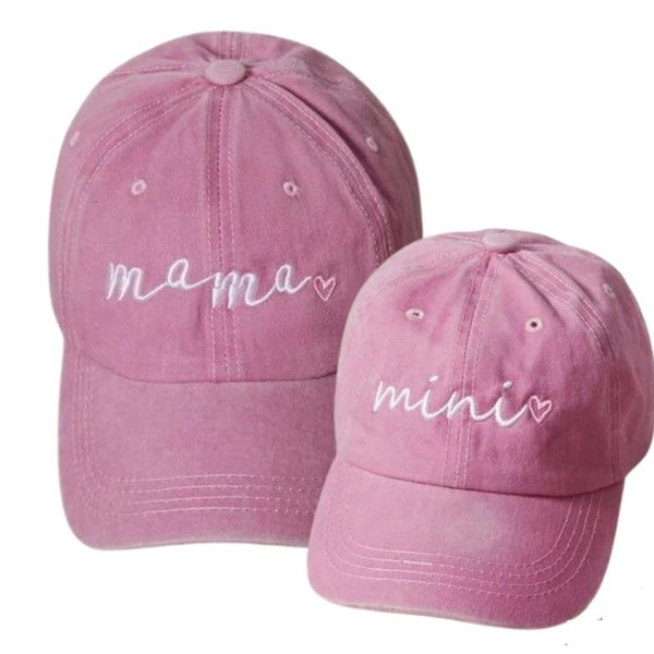 Mama and Mini Hats For Women, Cute Mother Daughter Hats, Mom And Daughter Matching Hats, Mommy and Me Hats, Set of 2 Matching Toddler And Mommy Hats in Pink.