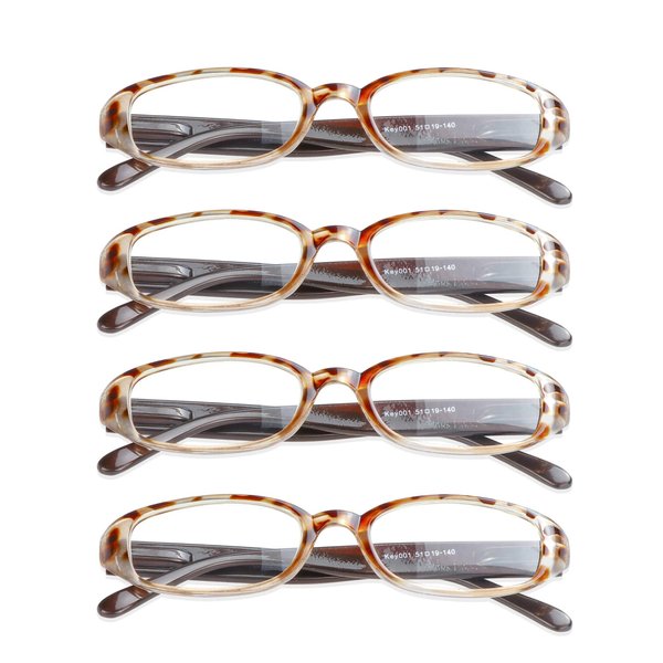 VisionGlobal 4 Pairs Reading Glasses with Spring Hinge, Blue Light Blocking Glasses for Women/Men (Tortoise,+3.50 Magnification)4 Count (Pack of 1)
