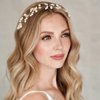 Wedding Hair Accessories Gold Flower Girl Headpiece Crown Headband Flower Girls Hair Accessory Pearl Head Bands for Women's Hair White Wedding Headpiece for Bride Wedding Hair Accessories for Women