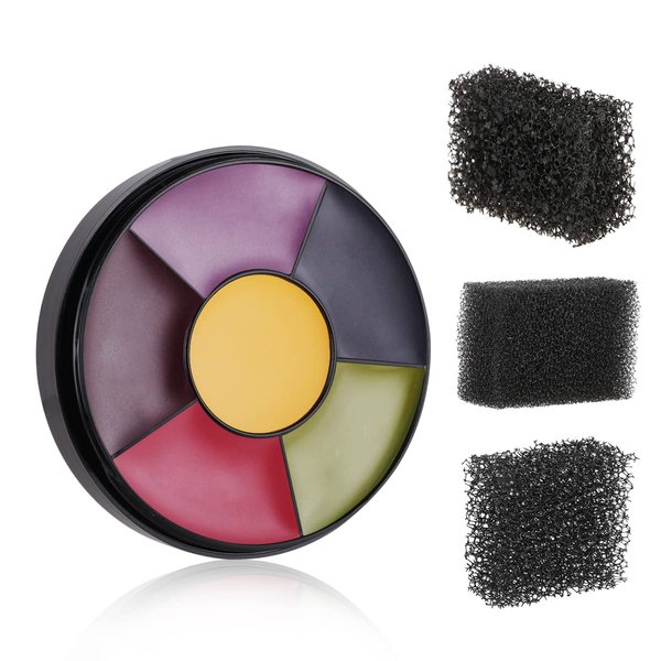 MEICOLY 6 Color Bruise Wheel for Special Effects,Hunting Camo Face Body Paint Kit,Light Green Gamora Witch Face Paint,Trauma SFX Makeup Kit Halloween Makeup with 3pcs Stipple Sponges,Monster and Alien