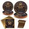 VIJIV 96Pcs 50th Birthday Decorations Men Party Plates and Napkins Tableware Set Party Supplies, Black and Gold Paper Dessert Plates Cheers 50th Wedding Anniversary Decorations