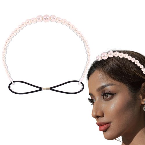 JONKY Pearl Headband White Beaded Headband Bridal Faux Pearls Hair Band Elegant Wedding Hair Accessories for Women and Girls
