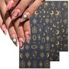 8Sheets Gold Star Nail Sticker Decals- Metallic Nail Supplies 3D Self-Adhesive Sun Stars Moon Starlight Planets Snake Nail Design Nail Art Stickers for Women Acrylic Nails Decoration Accessories Craft