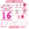 Sweet 16th Birthday Decorations for Girls, Pink and White 16 Happy Birthday Balloons，16th Birthday Party Supplies for Kids Including Pink Happy Birthday Banner, Hot Pink Number 16 Foil Balloons