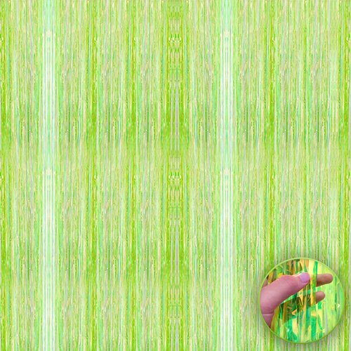 KatchOn Neon Green Streamers Backdrop -3.2x8 Feet | Lime Green Foil Fringe Curtain, Neon Party Decorations, Margs and Matrimony Bachelorette Decorations | Lime Green Party Decorations, Christmas Decor