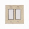 Questech Decor Double Rocker Light Switch Cover, 2-Gang Electrical Wall Plate, Double Switch Decorator Standard Size GFCI Receptacle Cover, Decorative Wall Plate Tumbled Texture, Travertine