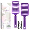 Lilovbesa Hair Brush, Detangling Hair Brush, Curved Detangler Brush for Women Men kids Curly Think Fine Thin Long Short Wet Dry Hair, Professional Hair Styling Tools,Fast Blow Drying, No Pull(Purple)
