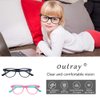 Outray 2 Pack Kids Computer Blue Light Blocking Glasses for Boys and Gilrs Age 3-12 Anti Eyestrain (Set Green+Blue, 46)