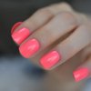 Pretty Deep Bright Neon Pink Press On Nails Short Round False Nails Women Girls Square Nail Art Tips Full Cover Reusable Salon Summer Beauty Fake Fingernails Datechable Acrylic Manicure For Daily Dating Office Home Party (24pcs)
