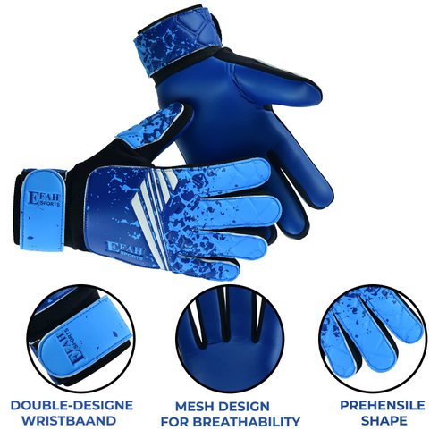 EFAH SPORTS Soccer Goalkeeper Gloves for Kids Boys Children Youth Football Goalie Gloves with Super Grip Protection Palms (Size 5 Suitable for 9 to 12 Years Old, Blue)