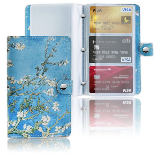 Business Card Holder Book, LIZIMANDU Business Card Book Case PU Leather Organization Binder Name ID Card Holder for Men & Women, Up to 96 Cards Capacity(1-Peach Blossom)