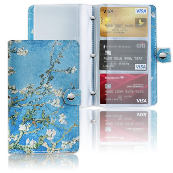 Business Card Holder Book, LIZIMANDU Business Card Book Case PU Leather Organization Binder Name ID Card Holder for Men & Women, Up to 96 Cards Capacity(1-Peach Blossom)