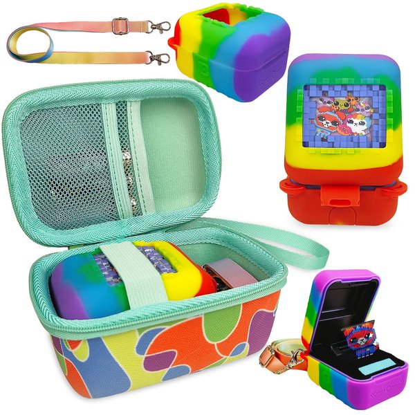 Hard Carrying Case and Silicone Cover for Bitzee Interactive Toy Digital Pet Case, Accessories Case for Bitzee Virtual Electronic Pets (Multicolor)
