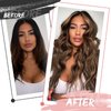 fshine Genius Weft Hair Extensions Human Hair - 20 Inch Balayage Dark Brown to Light Brown Mixed Dark Brown Hand Tied Genius Weft - Full Head Straight Real Hair Bundle Sew in hair Extensions 60g