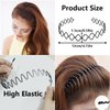 BOYIVI 15 PCS Fashion Teeth Metal Headbands Black Wavy Hair Band Non-slip Unisex Sports Hairband Outdoor Hair Hoop Simple Elastic Hair Accessories for Men Women