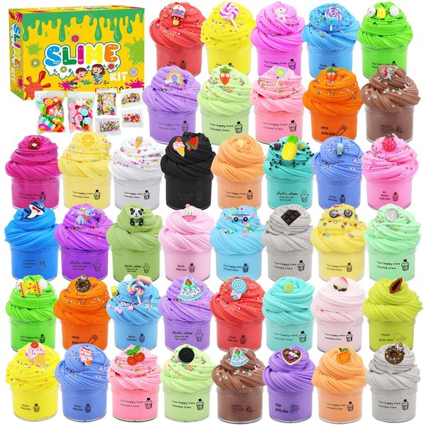 50Pcs Slime Kit, Butter Slime Pack, Scented Slime for Girls, Boys DIY, Classroom Prizes, Party Favors, Birthday Gifts, Soft & Non-Sticky Stress Relief Fidget Toys for Kids