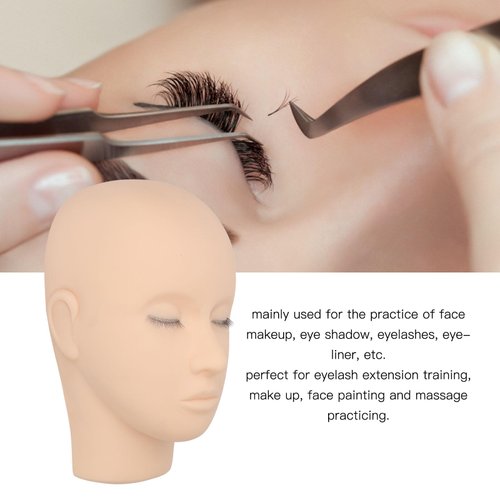 ZJchao Lash Mannequin Head, 3 Layers Makeup Mannequin Head Soft Silicone High Simulation Salon Training Mannequin Head Makeup Practice Head Practice Flat Head for Salon Massage Training