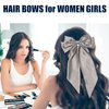 2 Pcs Silky Satin Hair Bows, Big Hair Bows Hair Ribbon Bow with Long Tail Satin Ribbon Satin Bow Hair Clips Hair Bow Accessories, Gray