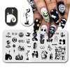 Halloween Nail Stamping Plate Nightmare Before Christmas Nails Stamping Kit The Day of Dead Ghost Holiday Nail Stamping Plate Halloween Nail Stamper Kit for Women Girls DIY Salon