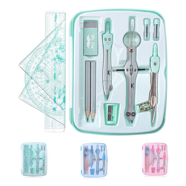 Mr. Pen- Geometry Set, 13 pcs, Compass for Geometry Compass, Geometry Kit Set with Shatterproof Storage Box, Math Compass, Geometry Set for School, Compass Math, Protractor and Compass Set
