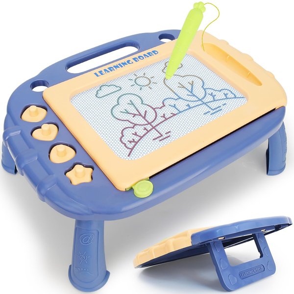 LZZAPJ Magnetic Drawing Board, Doodle Board Toddler Toys for Ages 2-4, Drawing Pad Etch Learning Sketch Toys for Toddlers 1-3 Tablets,First Birthday Gifts for Kids Boys 1 2 3 4 Year Old （Blue）