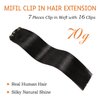 MIFIL Clip in Hair Extensions Human Hair 16 Inch 70g Human Hair Clip ins Natural Black Clip in human hair extensions 7PCS Hair Extensions Human Hair(16inch,7pcs, 70g)