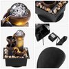 Tabletop Fountain 4 Level Tabletop Waterfall Meditation Fountain Indoor Fountain Office Home Relax Desktop Fountain Pool Includes Many Natural River Rocks LED Lights Fixed Decorative Bubble Ball