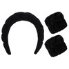 Casoty Black Puffy Headband and Wristbands Set, Skincare Headbands, Spa Headband and Wristband Set, Makeup Hair Band for Face Washing Shower Yoga