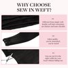 MAXITA Weft Hair Extensions Real Human Hair Remy Hair Natural Black Sew in Hair Extensions 16 Inch 100g Weft Real Human Hair Double Weft Soft Straight Human Hair Wefts