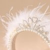 ACO-UINT Pearl Bride Headband for Women, White Headband Bachelorette Party Decorations, Bridal Headband Bride Decorations Wedding Hair Accessories for Women