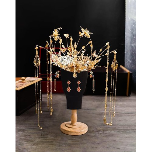 CHADWICK Black Mannequin Head Stand for Wigs, Hats, 21 Inches Fursuit Head, Hat Stand Holder with Detachable Wood Stand, Professional Canvas Block for Shops, Home Decor, Hair Salon Display