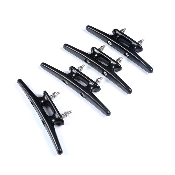 Mxeol Black Boat Cleat 6 Dock Cleats Rope Tie Down Nylon for Kayak Marine Pier nautical Décor Include Installation Fasteners 6 Inch Pack of 4 Sets